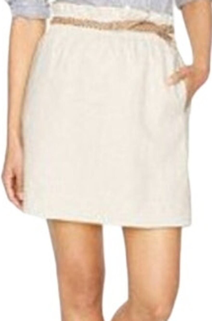 J Crew Linen-Cotton Blend City skirt Paper Bag Pull on Pockets Beige 0 XS NWT
